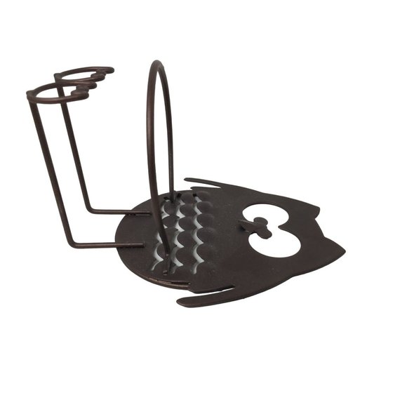 Super cute Small 4-5" Metal Owl Planter - Ring Pot Holder - Owl w/ Big Eyes - Picture 5 of 5